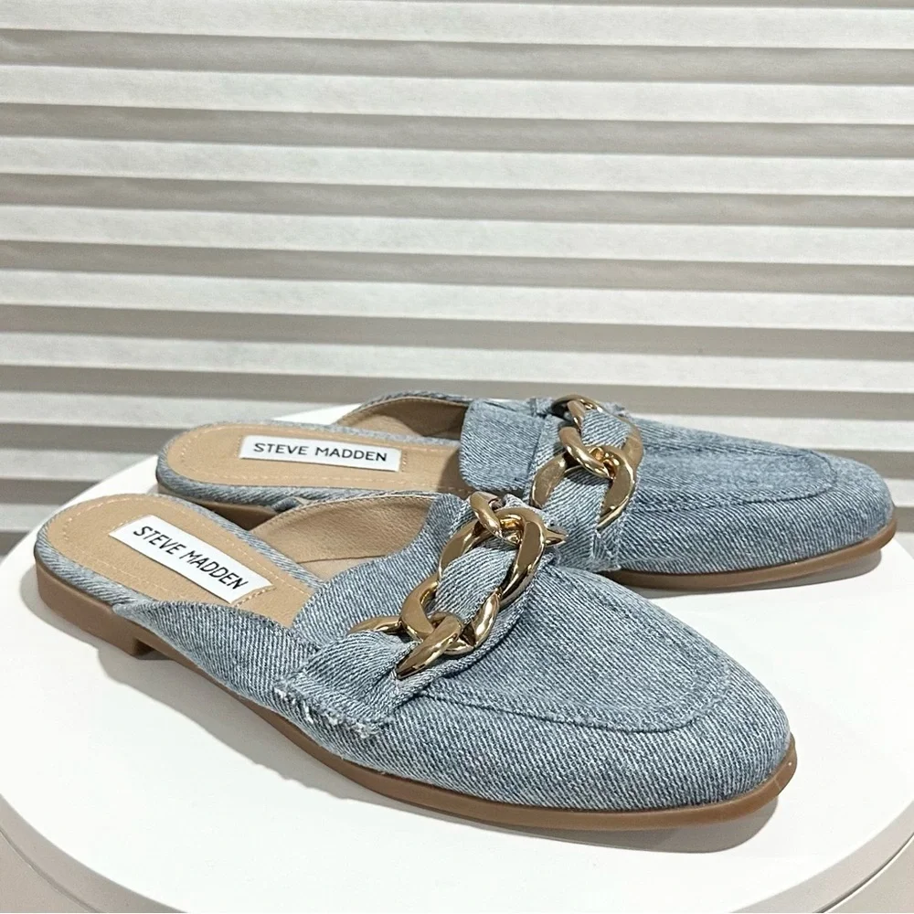 🌸STEVE MADDEN🌸 Cassady Loafer Mule Denim Size: 5M - Picture 7 of 10